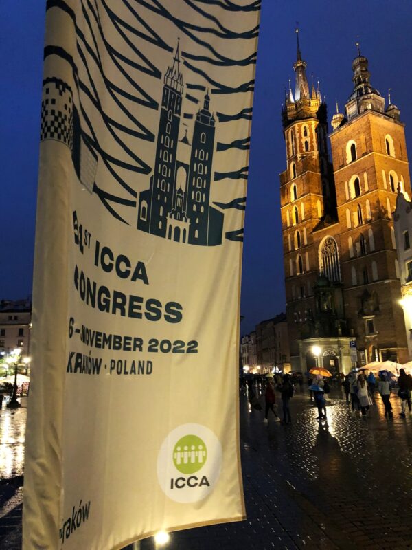 confrence logo ICCA Krakow lold own flags event branding
