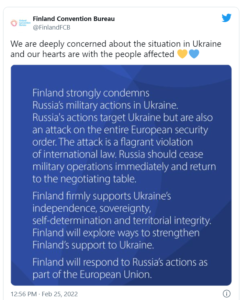 stand with ukraine Finland Convention Bureau